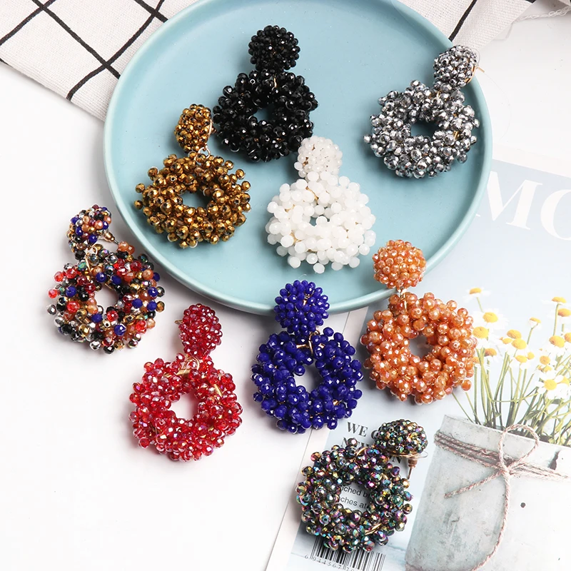 

JURAN 2019 New Arrivals Dangle Earring Multicolor Resin Beads Big Vintage Drop Earrings Ethnic Jewelry Gift for Girls Wholesale