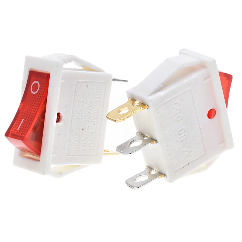 

SPDT Power Switch Control Switches International KCD3 With Red Indicate Light 3 Connect Prong 3 Button
