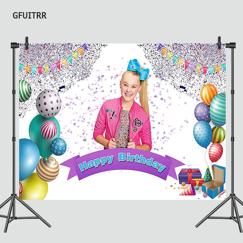 

Jojo Siwa Photography Backdrop Kids Birthday Party Colorful Balloons Photo Background 7x5ft Fabric Vinyl Photo Booth Props