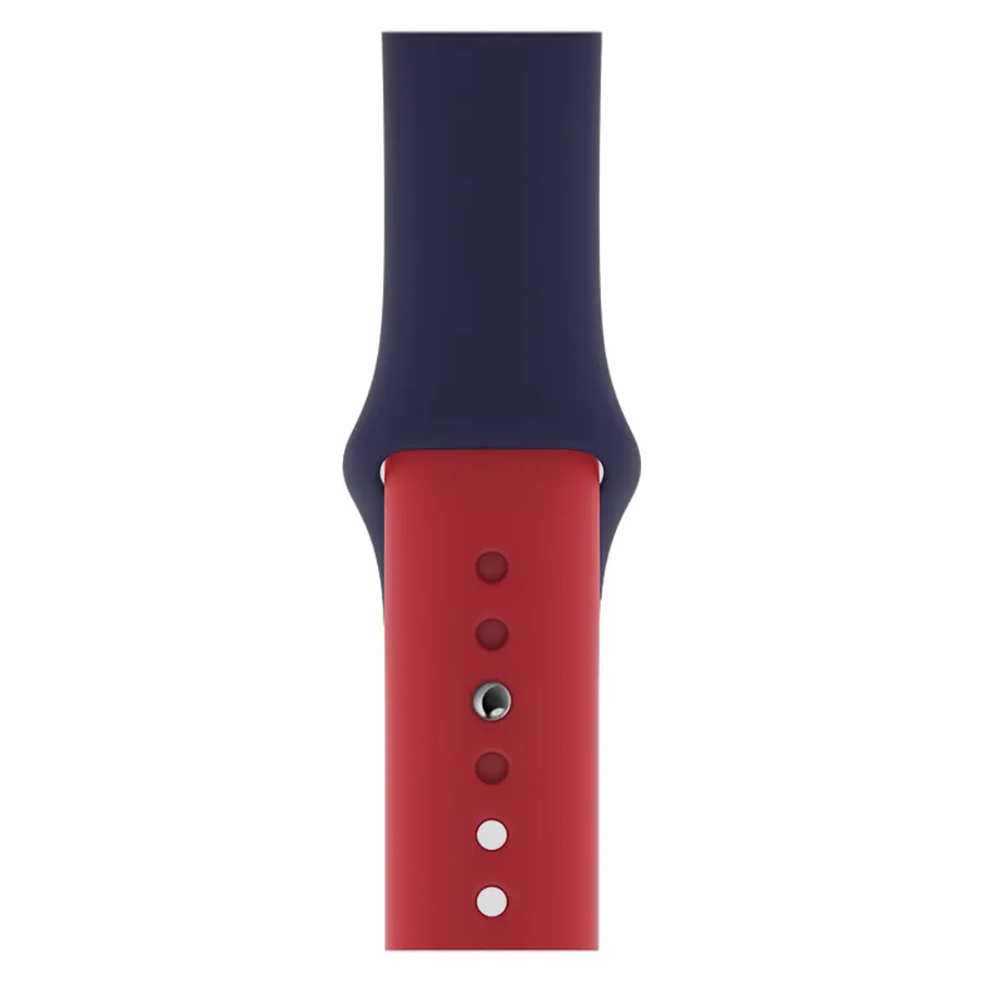 Dark blue red Двойной Цвет спортивные полосы для наручных часов Apple Watch, ремешок 5 4 3 2 1 силиконовый ремешок для наручных часов Apple Watch iwatch серии 38/40 мм/42 44 мм аксессуары - Цвет ремешка: Dark blue red
