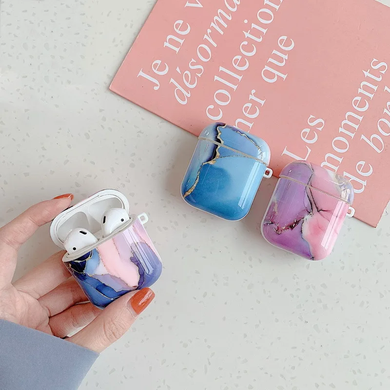 

Trendy Earphone Cases on For Airpods 1 2 Marble Pattern Case Cover Charging Box Shell for AirPods Pro Protective Sleeve
