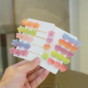 

New arrivals 2 Pcs Soft Candy Pure Color Peach Heart Clip Duckbill Clip Set Small Fresh Hair Accessories For Girls Women