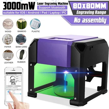 

Upgrade bluetooth Mini 3000MW Purple CNC Laser Engraving Machine AC 110-220V DIY Engraver Desktop Wood Router/Cutter/Printer