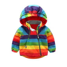 Детское пальто в радужную полоску для мальчиков и девочек, Зимние флисовые пальто, куртка для детей, толстовки с длинными рукавами, одежда для малышей 2-5 лет, D25