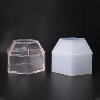 

DIY Crystal Epoxy Mold Storage Jewelry Box Molds Hexagon Gift Case Mould Size: app.8.5 x 7.5 cm/3.35 x 2.95 in