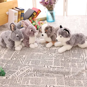 

Real life children's plush toys stuffed simulation animal rabbit dog pig elephant doll child birthday gift cute home decoration
