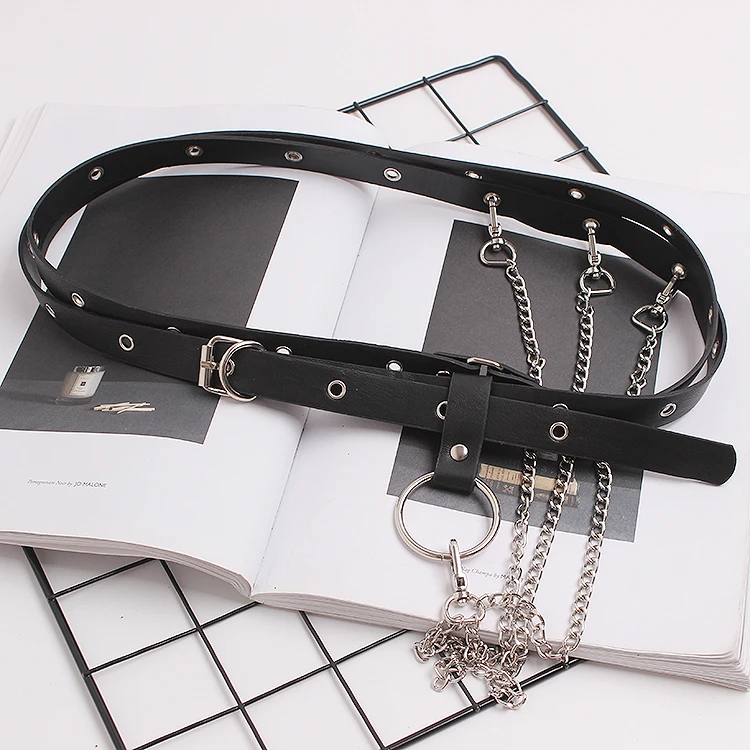 Mujeres cool estilo punk cadenas cinturones nuevo Otoño Invierno negro cinturones sexy casual de hombre| - AliExpress