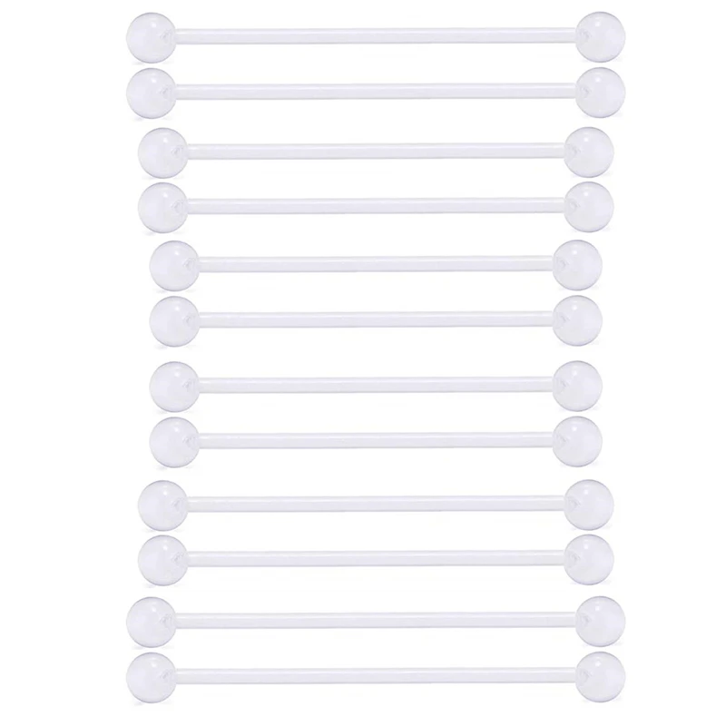 Jforyou 12pcs Clear Industrial Barbell Piercing 14g Bioflex Cartilage