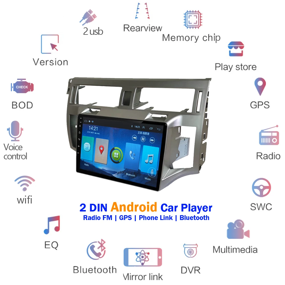 Lelv Android 8,1 автомобильный Радио плеер для Toyota Avalon 2008 DVD Автомобильный gps головное устройство мультимедийная поддержка aux камера рулевое управление навигация