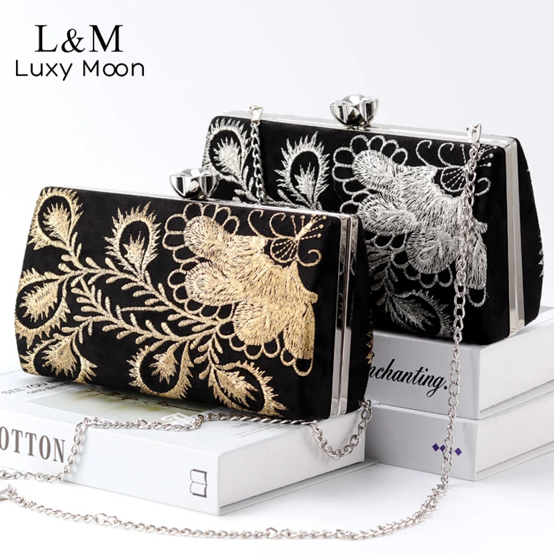 floral embroidered clutch bag