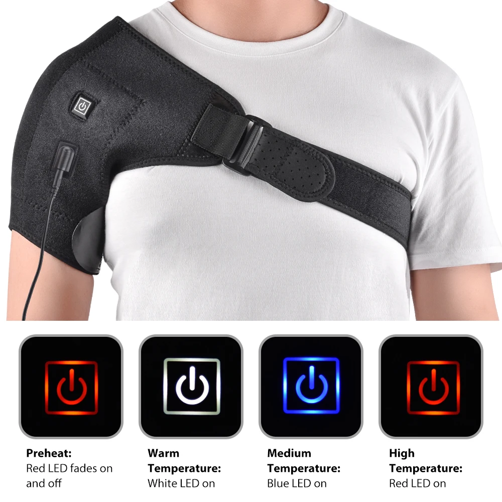 

Adjustable Shoulder Heating Pad for Frozen Shoulder Bursitis Tendinitis Strain Hot Cold Support Wrap Heat Therapy Shoulder Brace