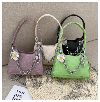 

Crocodile Pattern Girls Chain Small Messenger Bags New Fashion Women Mini Shoulder Bag PU Leather Daisy Ladies Crossbody Bag
