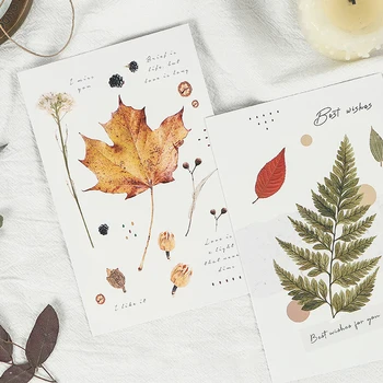 

18pcs Flower Leaves Plant Specimen Style Card As Scrapbooking Party Invitation DIY Decoration Gift Card Message Card Postcard