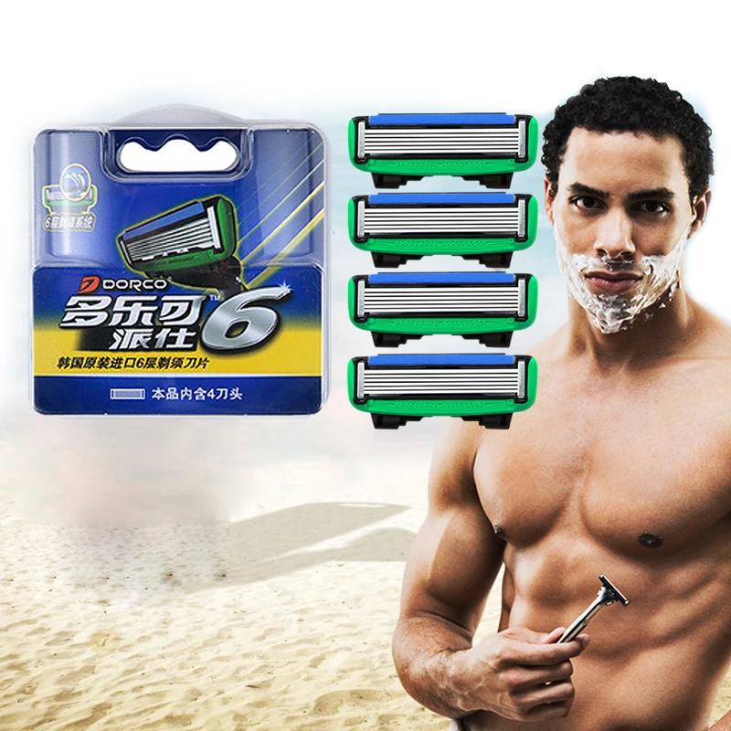 Online Cuchillas de afeitar manuales Dorco Pace 6 para hombre originales de alta calidad cuchillas de acero inoxidable de 6 capas de repuesto para afeitadora 4 Uds