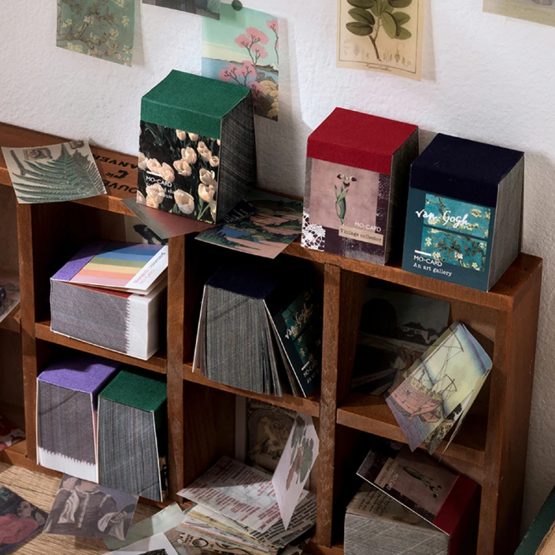Warm 366pcs Of Van Gogh Color Multi-Style Plant Kraft Paper Diary Stickers Aesthetics Bullet Journal Art Supplies Material Paper