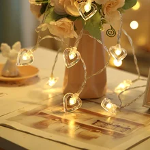 10/20LED Twinkling Light String Hollow Love Heart Light String Holiday Wedding Decoration Light Xmas Holiday Light Fairy Lights