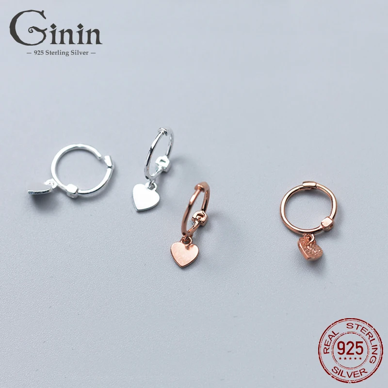 

Ginin Simple Heart Shape Small Pendant 925 Sterling Silver Drop Earrings for Women Korean-Style Chic Unique Girl Ear Jewelry