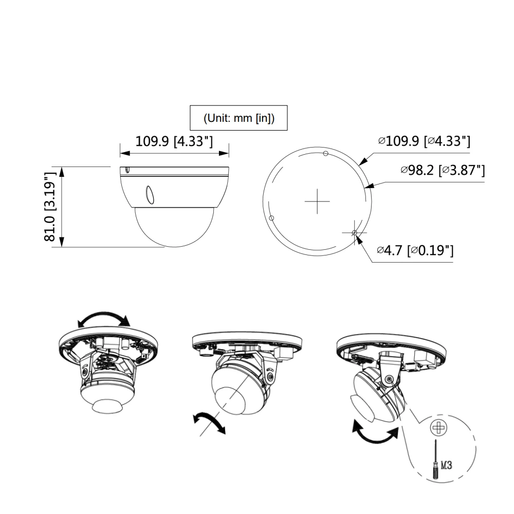 Slot para Cartão H.265 + 30 Luz das Estrelas Dahua Original k Poe sd m ir Ivs Onvif Ip67 Mini Dome Rede ip Câmera Ipc-hdbw2831e-s-s2 8mp 4 9 Dahua original IPC HDBW2831E S S2 8mp