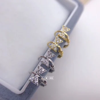 

Free Ship Fashion Women Girl Simple Bowknot Round Circle Earrings Gold Sliver Hoops Earrings With Rhinestones Minimalist Jewelry