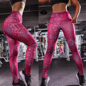 

Women Compression Leggings Spider Web Print Stretch Slim Pants Fashion Sexy Halloween Gothic Fitness Trousers d88