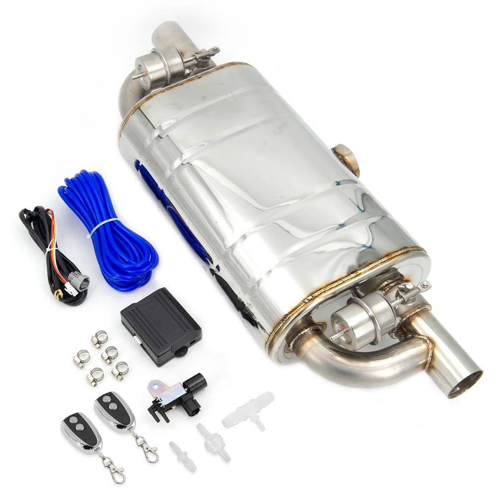 Universal T shape Car exhaust pipe Vacuum pump Variable Valve Mufflers Remote control Stainless steel One Inlet Two Outlet 63MM exhaust muffler tip,exhaust pipe muffler,exhaust trim pipe,exhaust control valve,exhaust pipe valve kit,exhaust pipe valve,car intake muffler