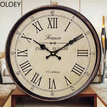 

Large Retro Wall Clocks Home Decor Living Room Wall Watches Home Decor Silent Bedroom Grandfather Wall Clock Metal Roman Numeral
