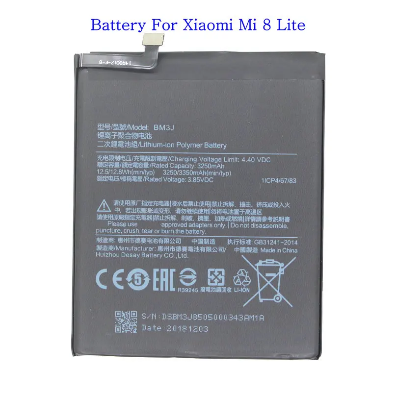 

BM3J 3350mAh Lithium ion Built in Battery High Capacity Polymer Replacement Batteries For XiaoMi Mi8 Lite Mi8Lite +Free Tools