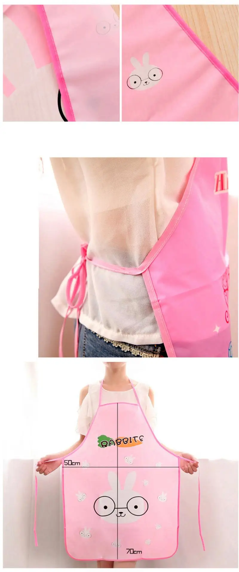 1*Cartoon Apron Sleeveless Waterproof Anti-oil Aprons Creative Women Apron Adjustable PVC Kitchen Cooking Cleaning Accessories