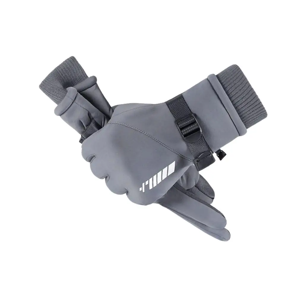 

Warm Touch Screen Gloves - Winter Windproof Thermal Gloves Anti-skid Waterproof Gloves With Adjustable Wrist Strap For Cycling