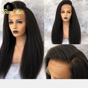 

Swag Kinky Straight Wig 13x4 Lace Front Wig 180% Brazilian Hair Wigs For Black Woman Remy Human Hair Wigs Pre-Plucked