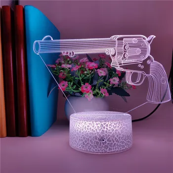 

Smart Phone Control Cool Weapon Revolver LED Night Light 7 Colors Children Toys Decoration Christmas Gifts 3d Led Desk Lamp