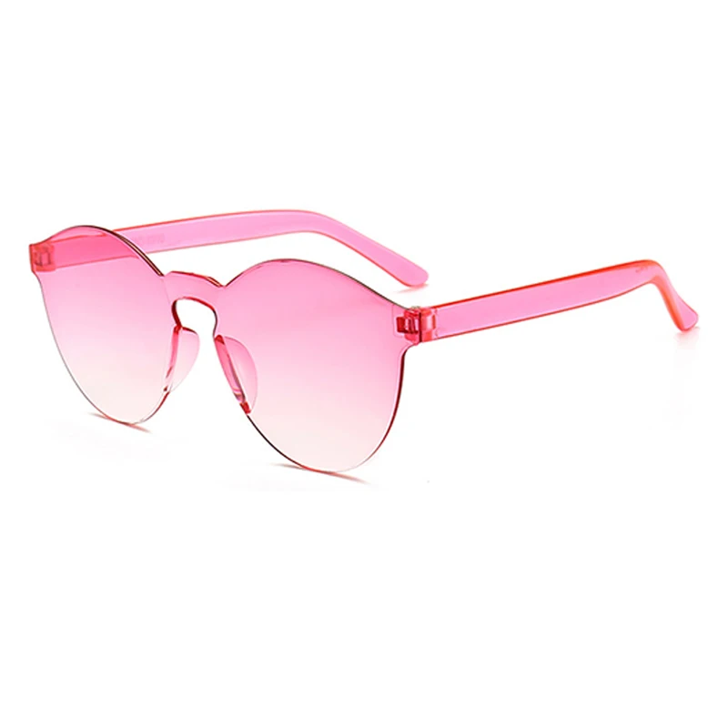 

Frameless Candy Color Women Sunglasses Transparent Retro Glasses All-in-one Marine Sunglasses Drive Outdoor Glasses