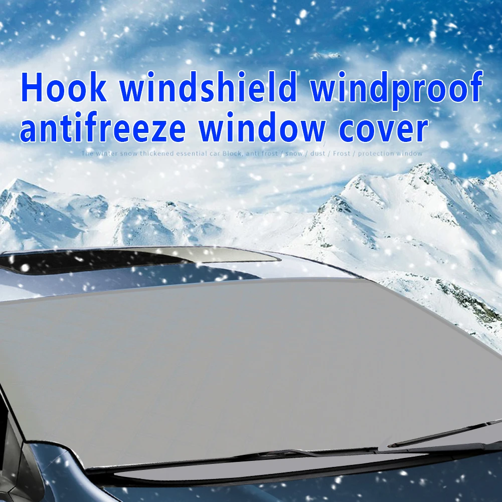 Vehemo Cotton Velvet Hook-Up Windscreen Cover Windshield Cover Snow Ice Shield Premium Exterior Winter Frostproof Automobile