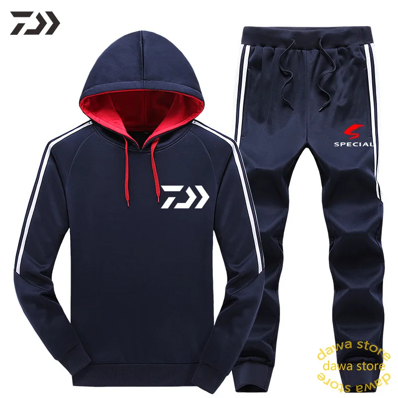 Daiwa осень зима Анти-усадочный рыболовный хлопковый костюм Шляпа Сплошной Runnning уличная спортивная одежда мужская походная одежда Runnning брюки