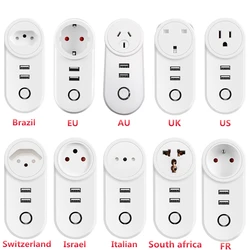 Tuya USB Wifi Smart Plug EU UK US Israel BR AU Swit FR ITA Za Wireless Power Wifi APP Control Timer charger Alexa Google Home