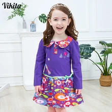 Детское платье-пачка для девочки VIKITA, платье в длинным рукавом и цветочным принтом на ребенка 2-8 лет, одежда для малышей, LH5460 Mix