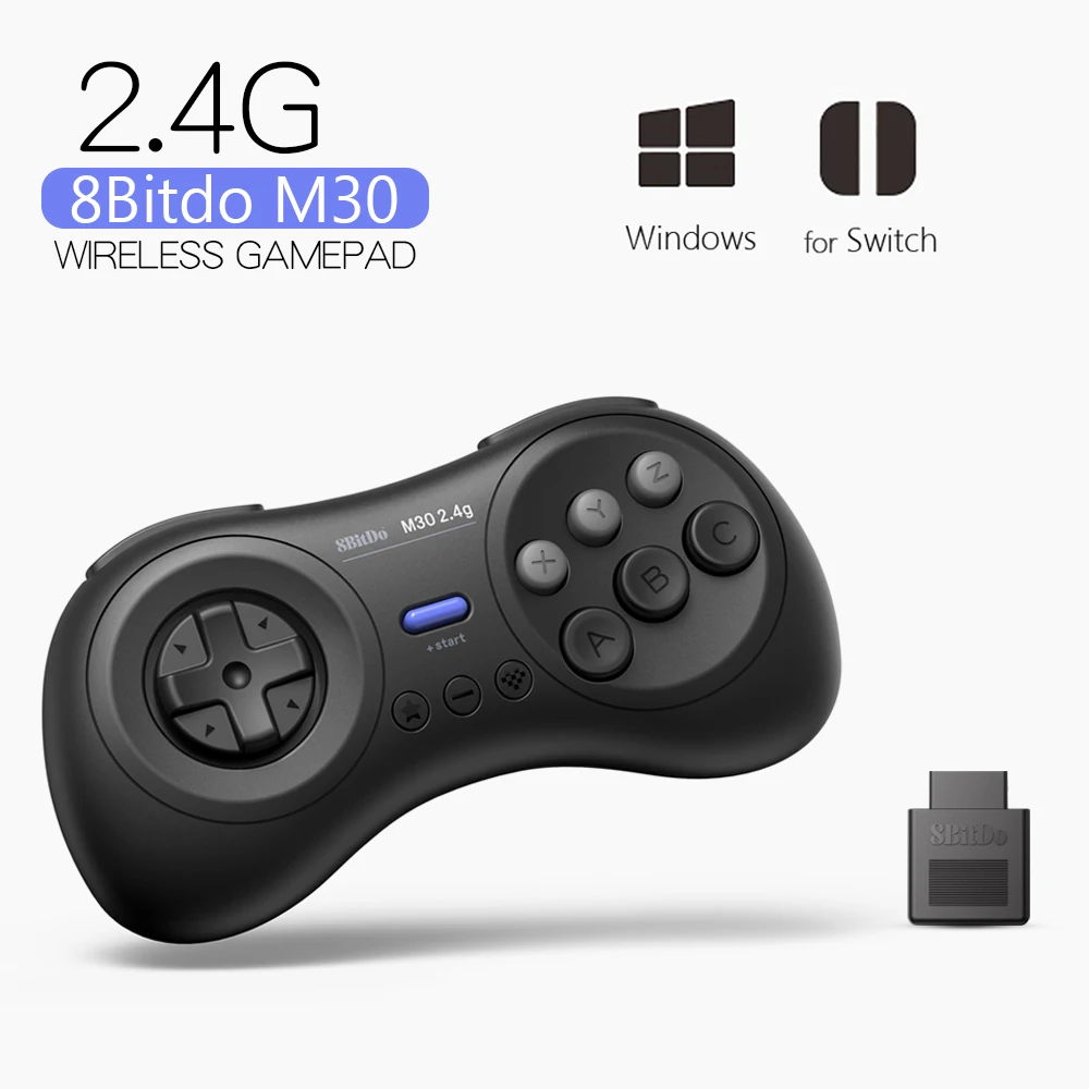 8bitdo M30 2,4G Беспроводной геймпад игровой контроллер для коммутатора для ПК с ОС Windows черного цвета в стиле ретро контроллеры