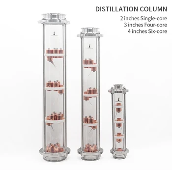 

HOOLOO New Pure Copper Bubble Plates Distillation Column Single/Four/Six Core High Quality Glass Column