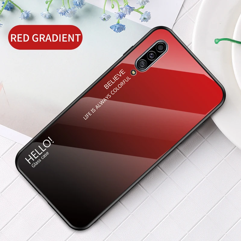 Чехол для телефона samsung A90, 6,7 дюйма, модный стеклянный чехол для телефона, для samsung Galaxy A80, силиконовый бампер с полной защитой - Цвет: Красный