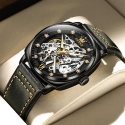 OLEVS reloj de pulsera automático para hombre, accesorio masculino de pulsera resistente al agua con diseño de esqueleto mecánico, de lujo, 2022