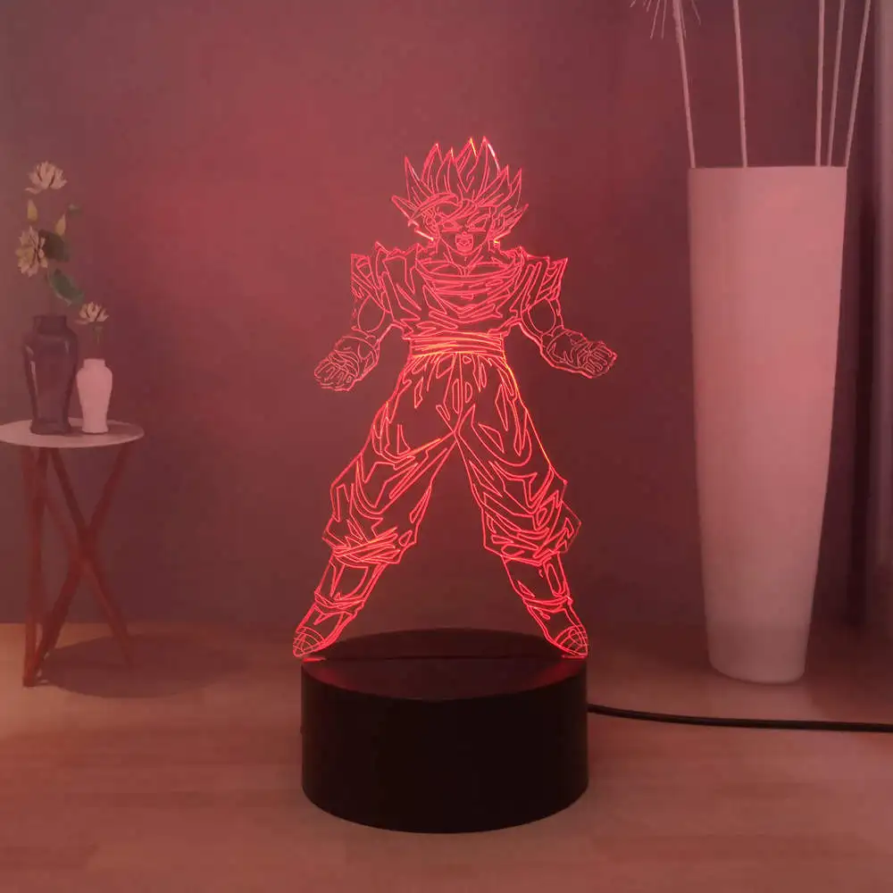 Прохладный Dragon Ball Z LED детский ночной Светильник Мода сын Гоку спальня спальный