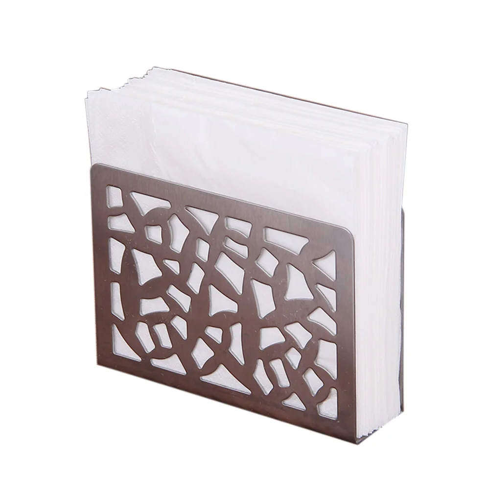 Stainless Steel Napkin Holder Metal Kitchen Modern Table Store Napkins Stand New