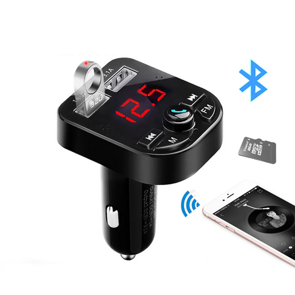 Автомобильный комплект TOSPRA Bluetooth 5 0 беспроводной fm передатчик ЖК дисплей MP3 плеер