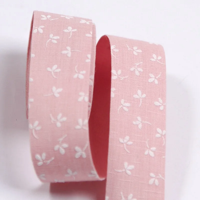 Clover Cotton Linen Printed Ribbon for Diy Bow Headwear 5 yards