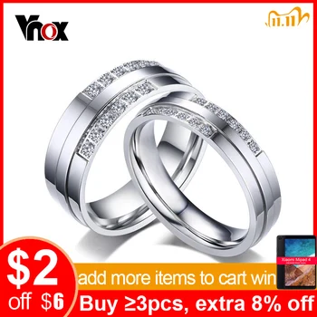 

Vnox Wedding Rings for Women Men Fashion Color CZ Stone Alliance Romantic Forever Love Promise Finger Ring Bijoux