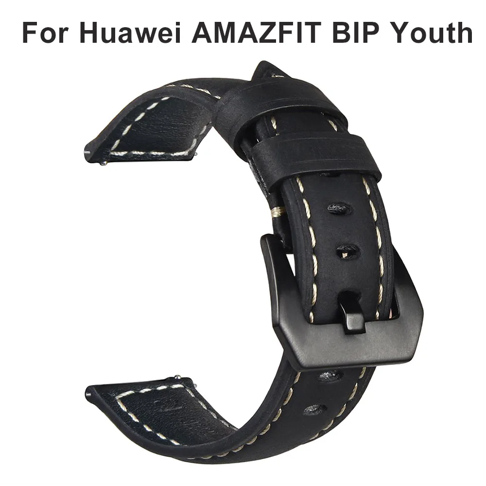 

20mm 22mm Geniune leather Watch Band For Huami Amazfit GTR Strap Smart Watch Wrist Strap Replacement for Amazfit Bip Stratos
