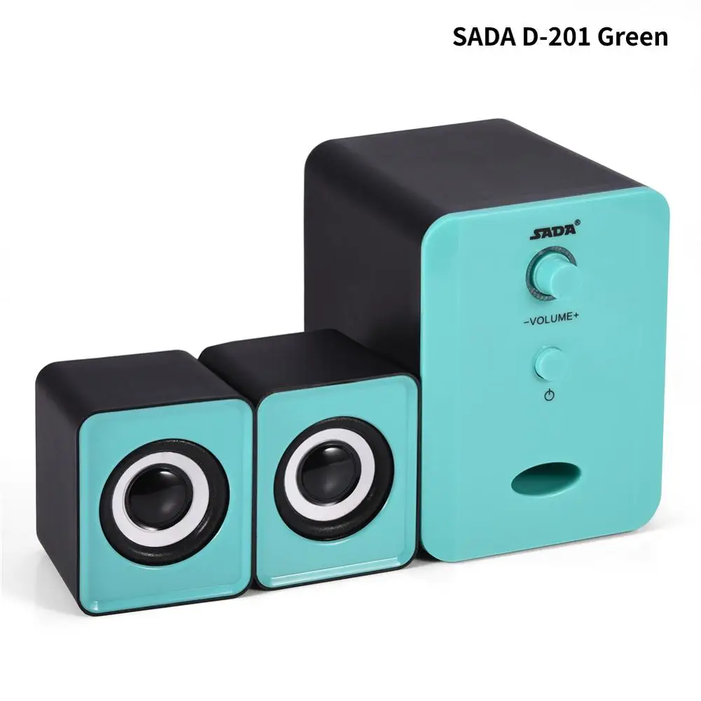 D-201 Green SADA V-196 Настольный сабвуфер динамик 3D объемный стерео бас USB компьютерный динамик Саундбар Громкий динамик для ноутбуков ПК телефонов - Цвет: D-201 Green