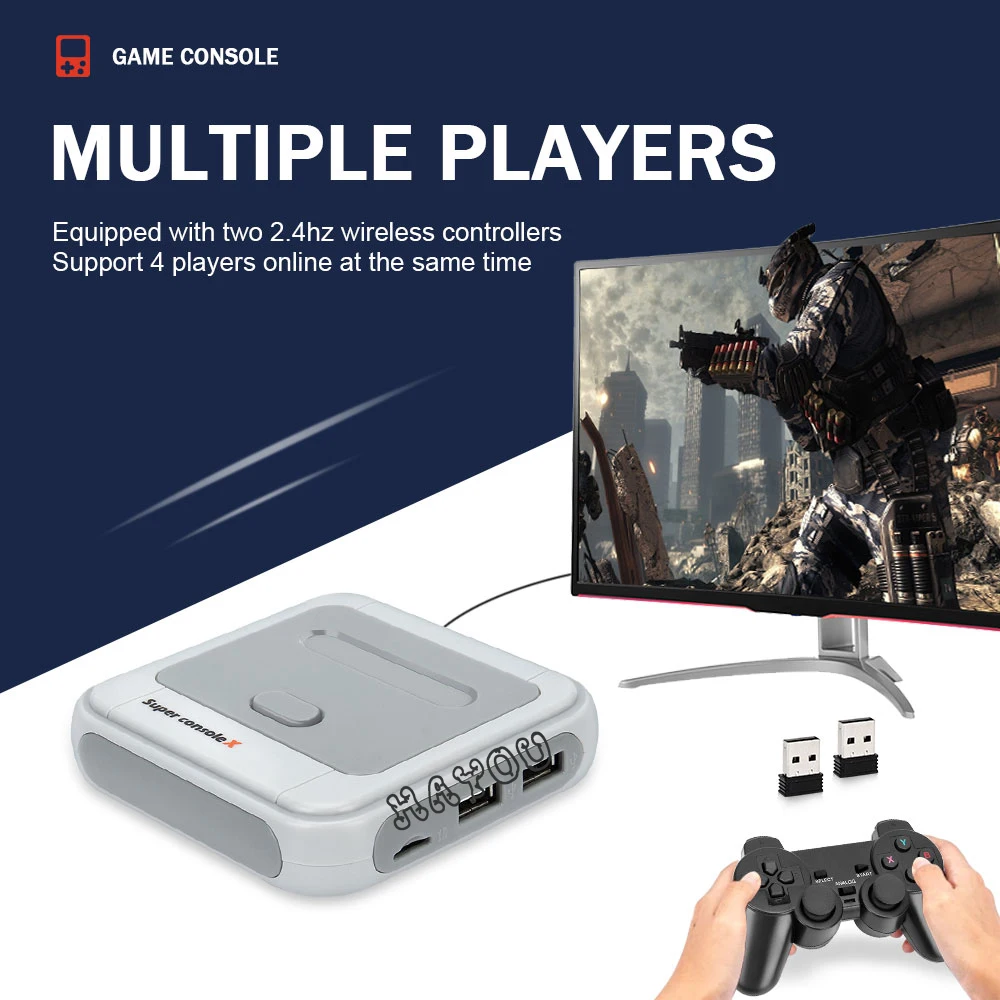 Video Game Console Retro WiFi Super Console X HD TV Box Video Game Player for PS1/N64/MD With 40000+Games 2 Wireless Controllers