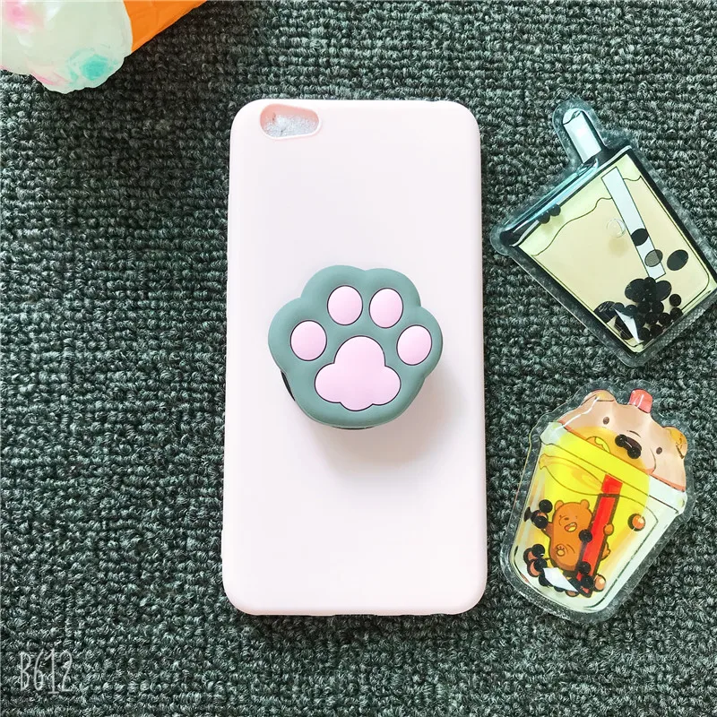 3D мультфильм Минни гибкий держатель Подставка для телефона чехол для Xiaomi Redmi 4A 4X5 Plus 5A 6 Pro 6A A2 Lite GO S2 Мягкий силиконовый чехол - Цвет: Gray Cat paw