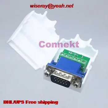 

DHL/EUB 50pcs Connectors DB15 VGA male 6Pin D-Sub 3+2 line Plastic Cover nut Terminal Board-A6